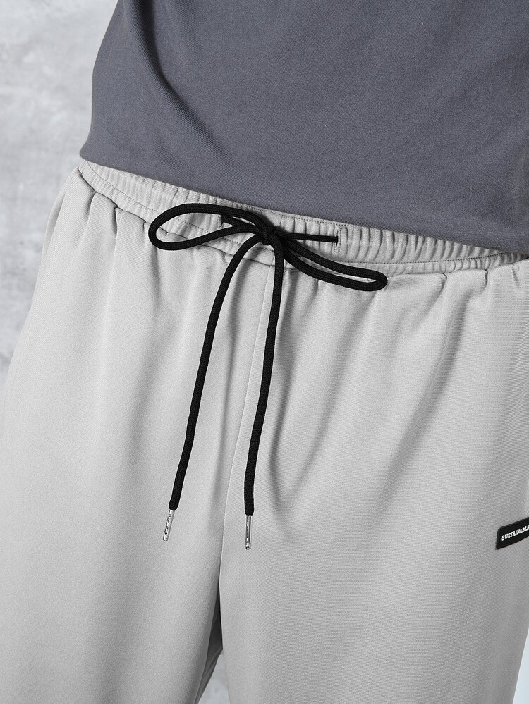Manfinity Men Patched Drawstring Sweatpants - Light Grey - View 4