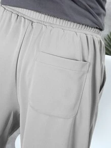 Manfinity Men Patched Drawstring Sweatpants - Light Grey - View 5