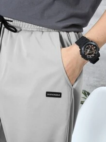 Manfinity Men Patched Drawstring Sweatpants - Light Grey - View 6