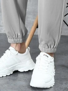 Manfinity Men Patched Drawstring Sweatpants - Light Grey - View 8