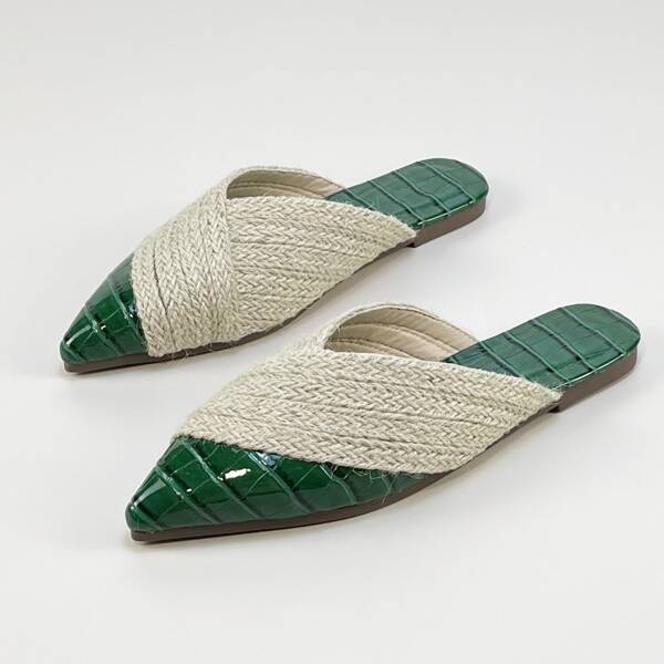 

Croc Embossed Straw Detail Mules, Multicolor