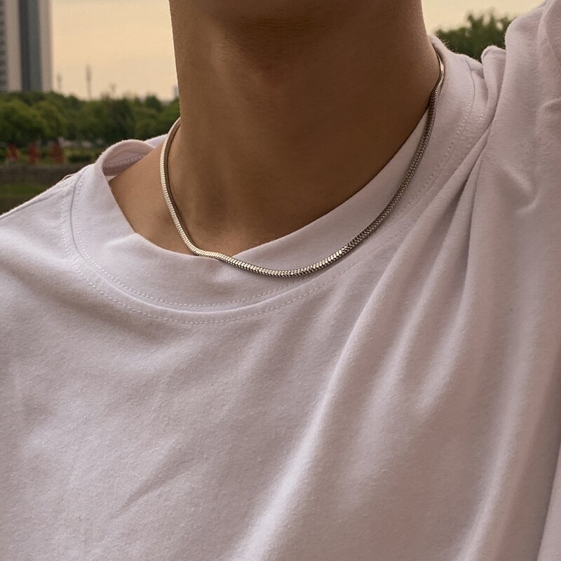 

Guys Minimalist Chain Necklace, Silver