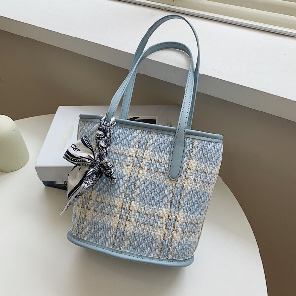 

Tartan Bucket Bag, Blue