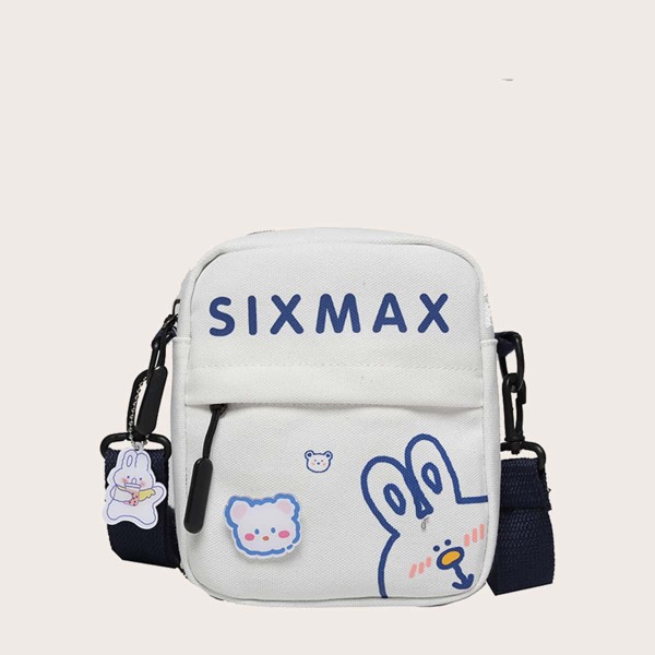 

Girls Cartoon & Letter Graphic Crossbody Bag, White