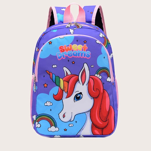 

Girls Unicorn Graphic Backpack, Purple