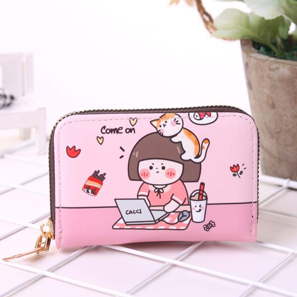 

Cartoon Graphic Card Holder, Pink