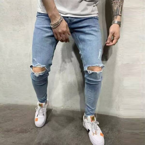 

Men Ripped Skinny Jeans, Medium wash