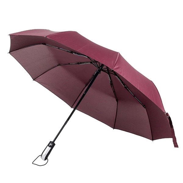 

1pc Fully Automatic Dual-purpose Umbrella, Burgundy