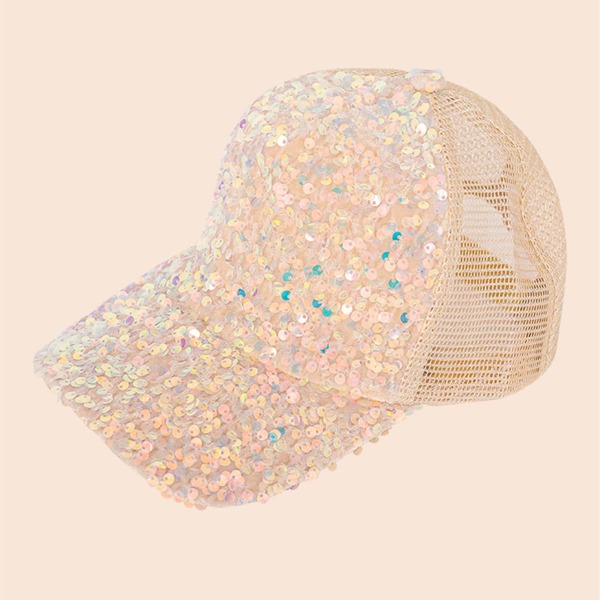 

Sequin Decor Mesh Baseball Cap, Gold
