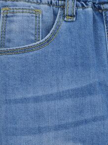 Toddler Boys Elastic Waist Ripped Jeans - Light Wash - View 3