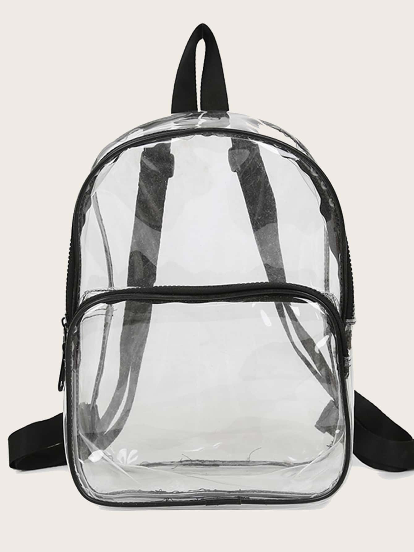 Clear Pocket Front Ba lô cổ điển, Sân vận động đã được phê duyệt 12 X 12 X 6 Túi ví trong suốt trong suốt dành cho các buổi hòa nhạc Sự kiện thể thao Lễ hội - Trong sáng - Xem 1