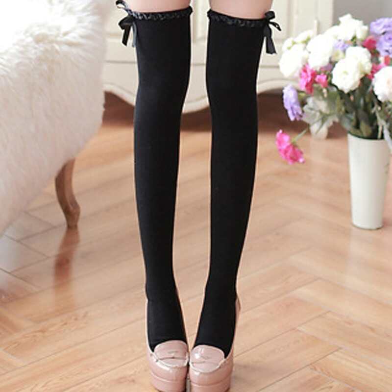 

Bow Decor Stockings, Black