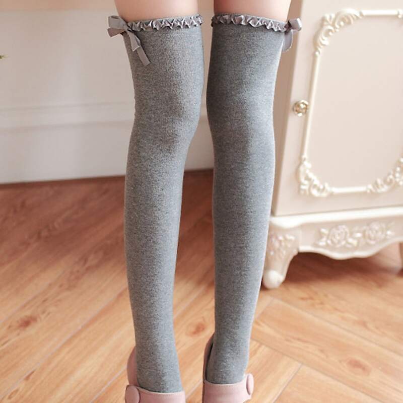

Bow Decor Stockings, Grey