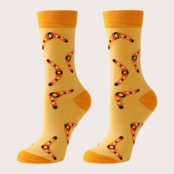 

Graphic Crew Socks, Yellow