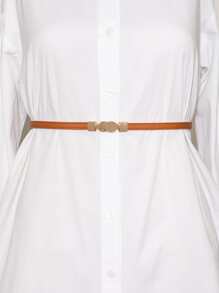 金屬扣細腰帶 - 棕色 - 查看 1