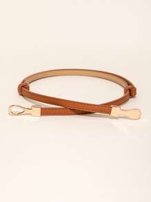 金屬扣細腰帶 - 棕色 - 查看 3