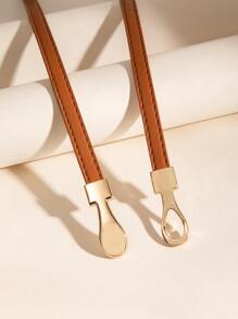 金屬扣細腰帶 - 棕色 - 查看 4