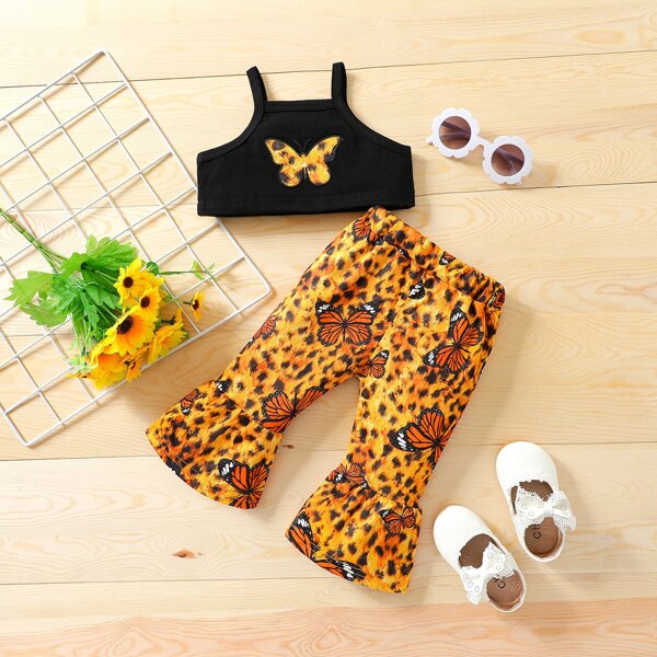 

Baby Girl Butterfly Print Cami Top & Flare Leg Pants, Multicolor