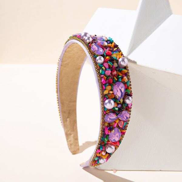 

Rhinestone & Faux Pearl Decor Hair Hoop, Multicolor