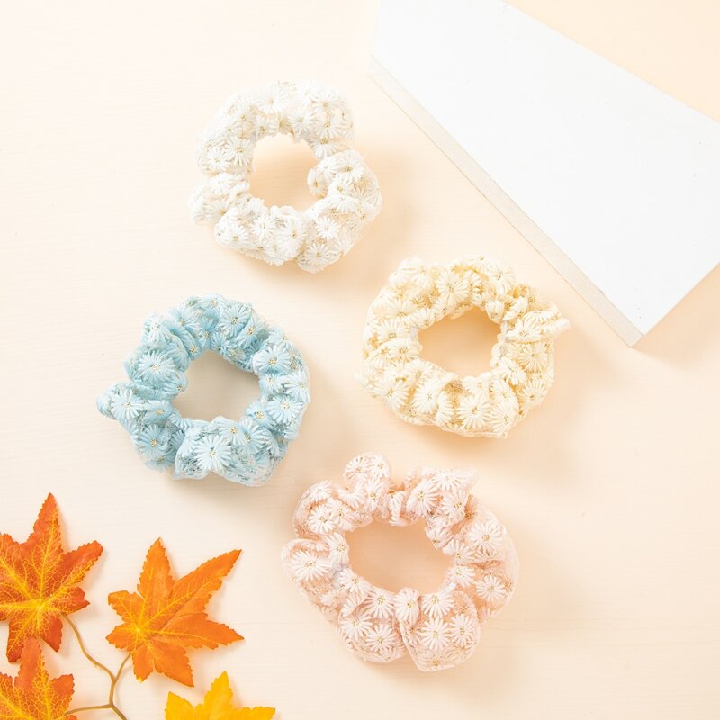 

4pcs Flower Pattern Scrunchies, Multicolor