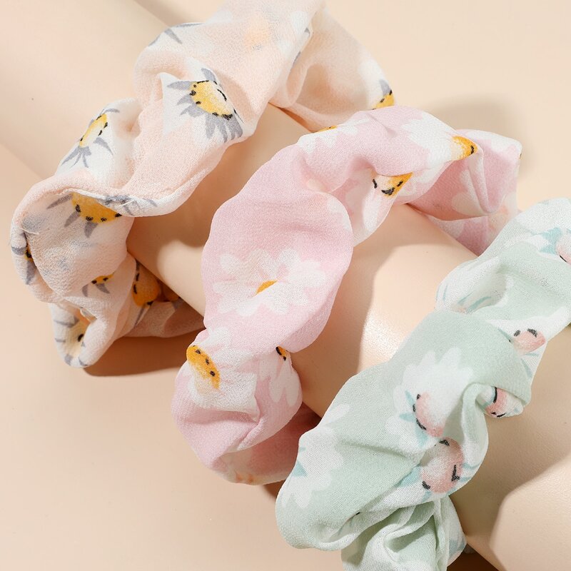 

3pcs Floral Print Scrunchie, Multicolor