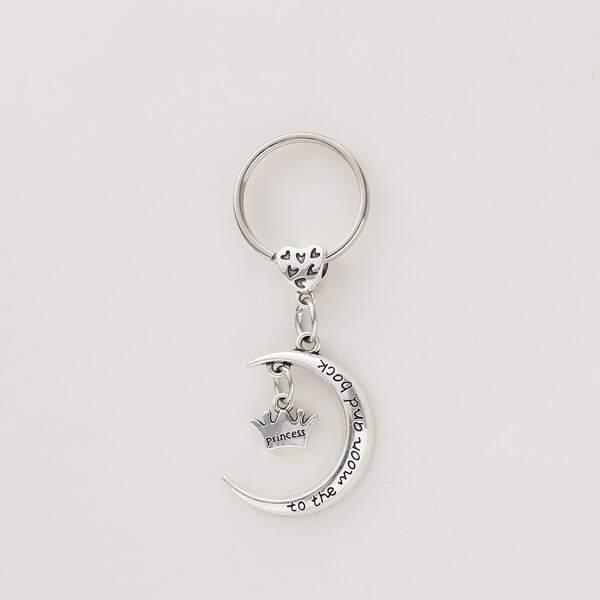 

Moon & Crown Pendant Keychain, Silver