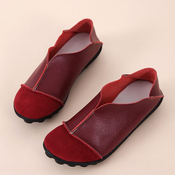 

Minimalist Cap Toe Slip-On Flats, Burgundy
