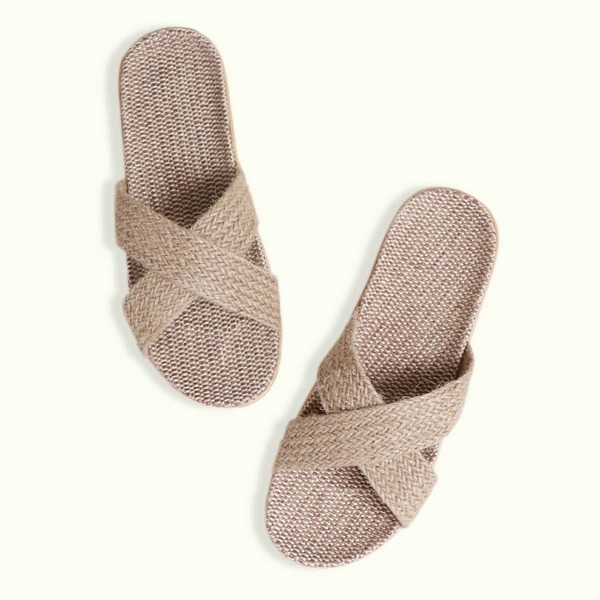 

Minimalist Cross Strap Slides, Khaki