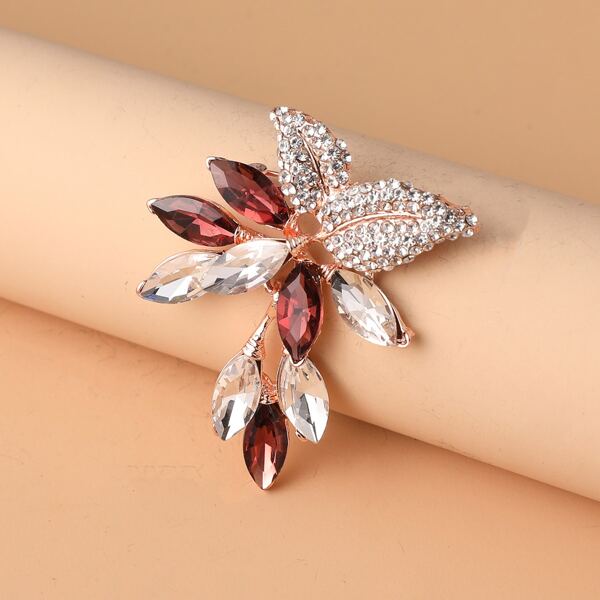 

Rhinestone Leaf Decor Brooch, Multicolor