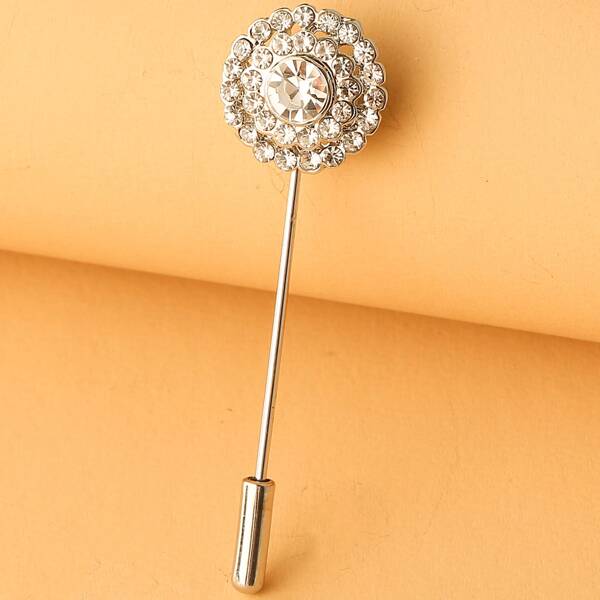 

Rhinestone Decor Brooch, Silver