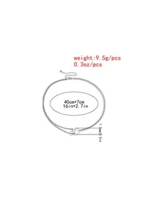 Simple Solid Necklace - Silver - View 3