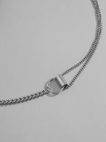 Simple Solid Necklace - Silver - View 6