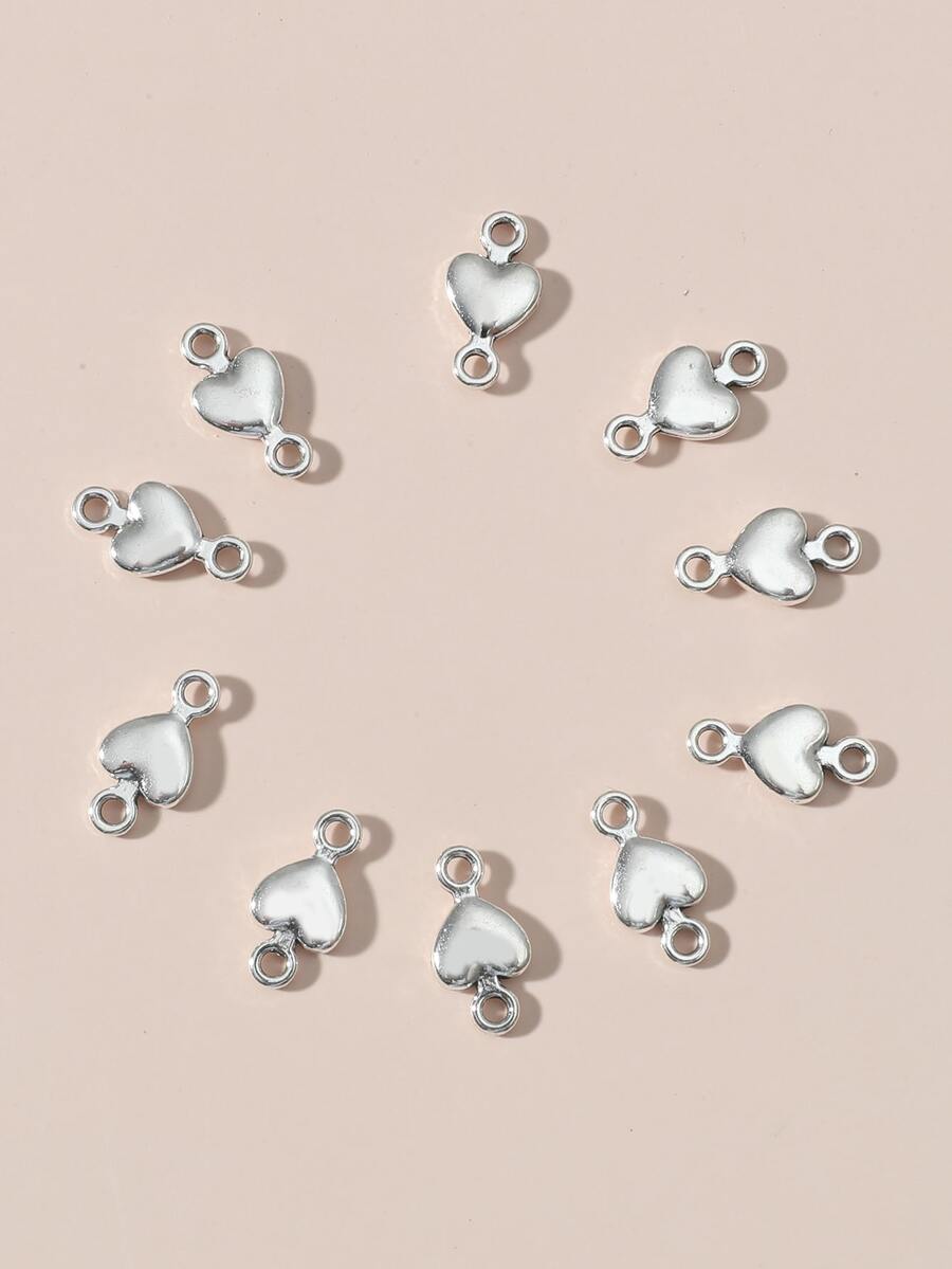 10入組心DIY首飾配件 - 銀色 - 查看 1