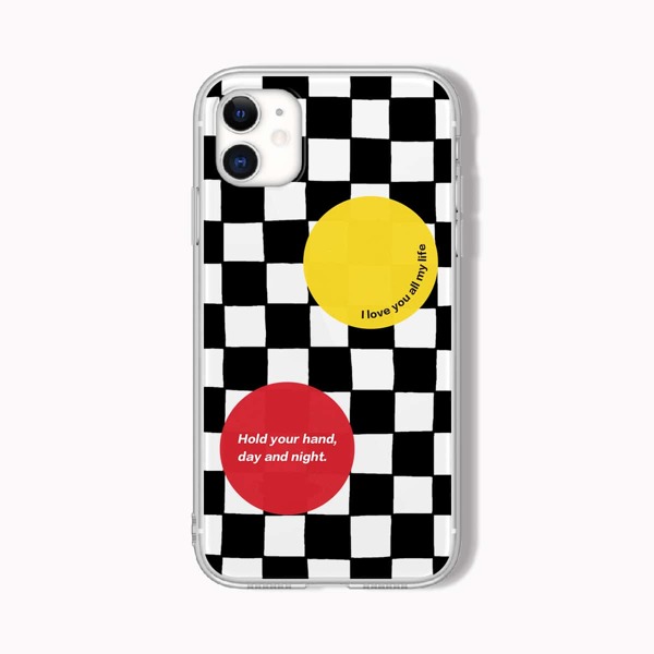 

Checkerboard & Slogan Graphic Phone Case, Multicolor
