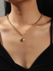 Heart Charm Necklace Valentines,Mom,Mother,Mother's Day,Gift - Yellow Gold - View 2