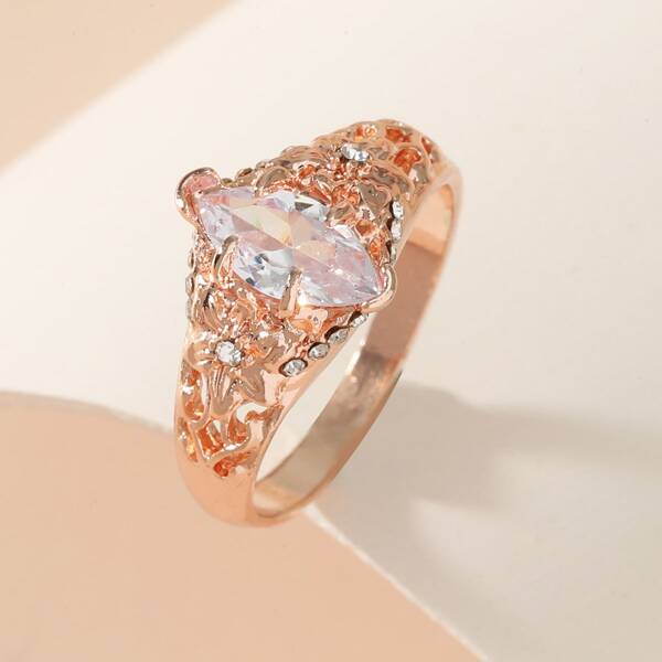 

Zircon Decor Ring, Rose gold