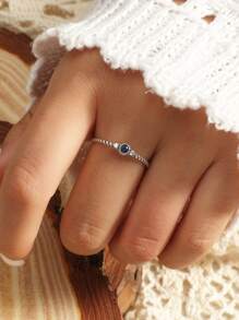 Crystal Decor Ring - Antique Silver - View 1