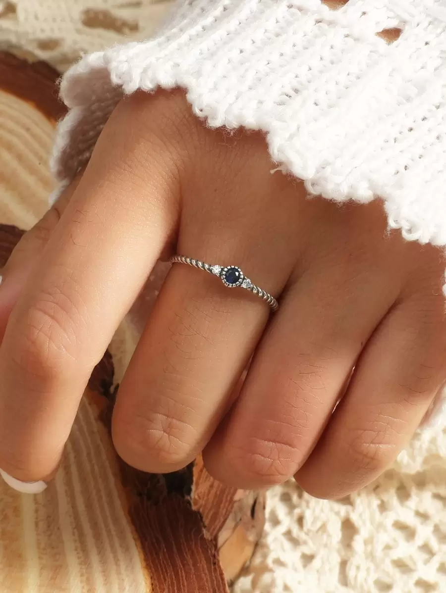 Crystal Decor Ring - Antique Silver - View 1