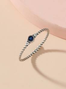 Crystal Decor Ring - Antique Silver - View 2