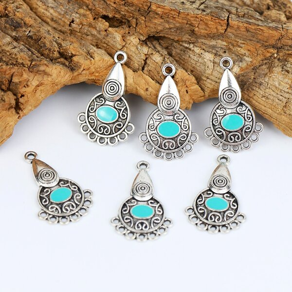 

6pcs Textured Metal DIY Pendant, Multicolor