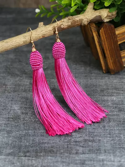 TopHanqi 1 Pair Bohemian Style Fringed Vintage Element Earrings, Suitable For Women For Daily, Work, Performance, Street Style