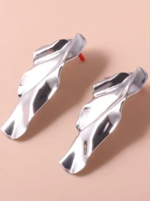 1 对不对称金属耳环 - 銀色 - 查看 3