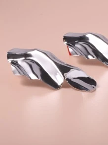 1 对不对称金属耳环 - 銀色 - 查看 4