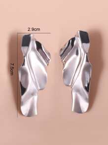 1 对不对称金属耳环 - 銀色 - 查看 5