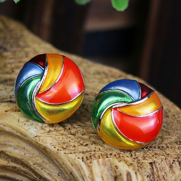 

Colorblock Round Earrings, Multicolor
