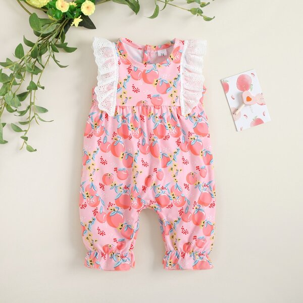 

Baby Girl Contrast Schiffy Fruit Jumpsuit, Baby pink