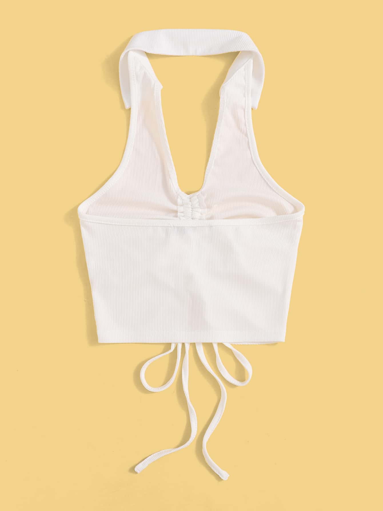 Drawstring Ruched Halter Top