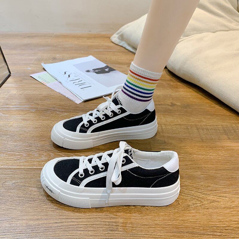

Lace Up Front Canvas Shoes, Black