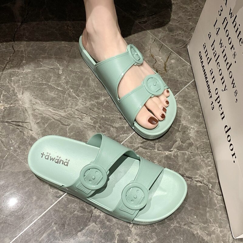 

Buckle Decor Slide Sandals, Blue