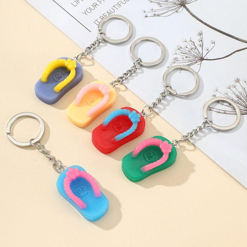 

1pc Random Color Flip Flop Decor Keychain, Multicolor